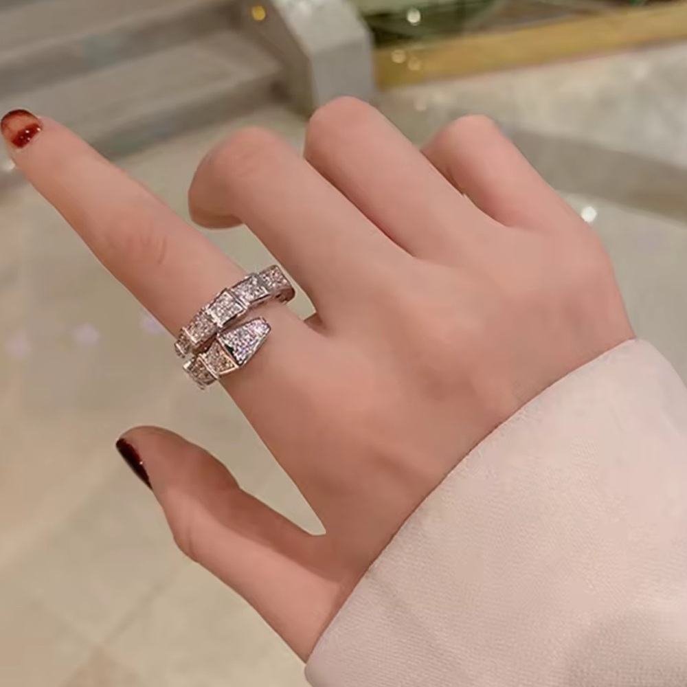Serpenti Viper Silver Snake Crystal Ring